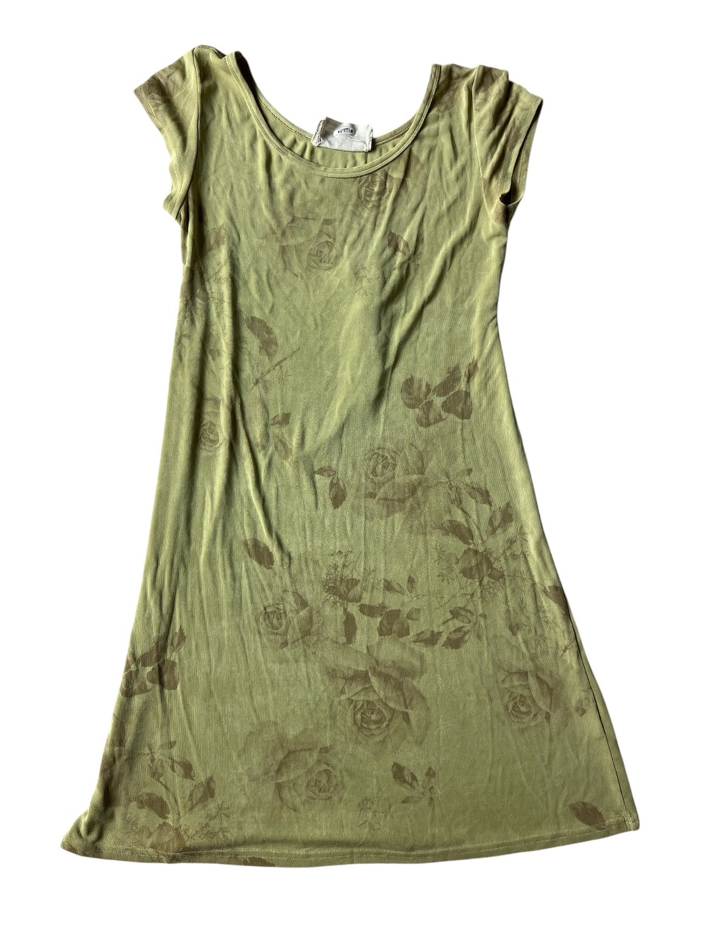 VINTAGE 90S TRU SUPPLY GREEN SHORT SLEEVE MINI SUNDRESS TIES BABYDOLL XS ACETATE